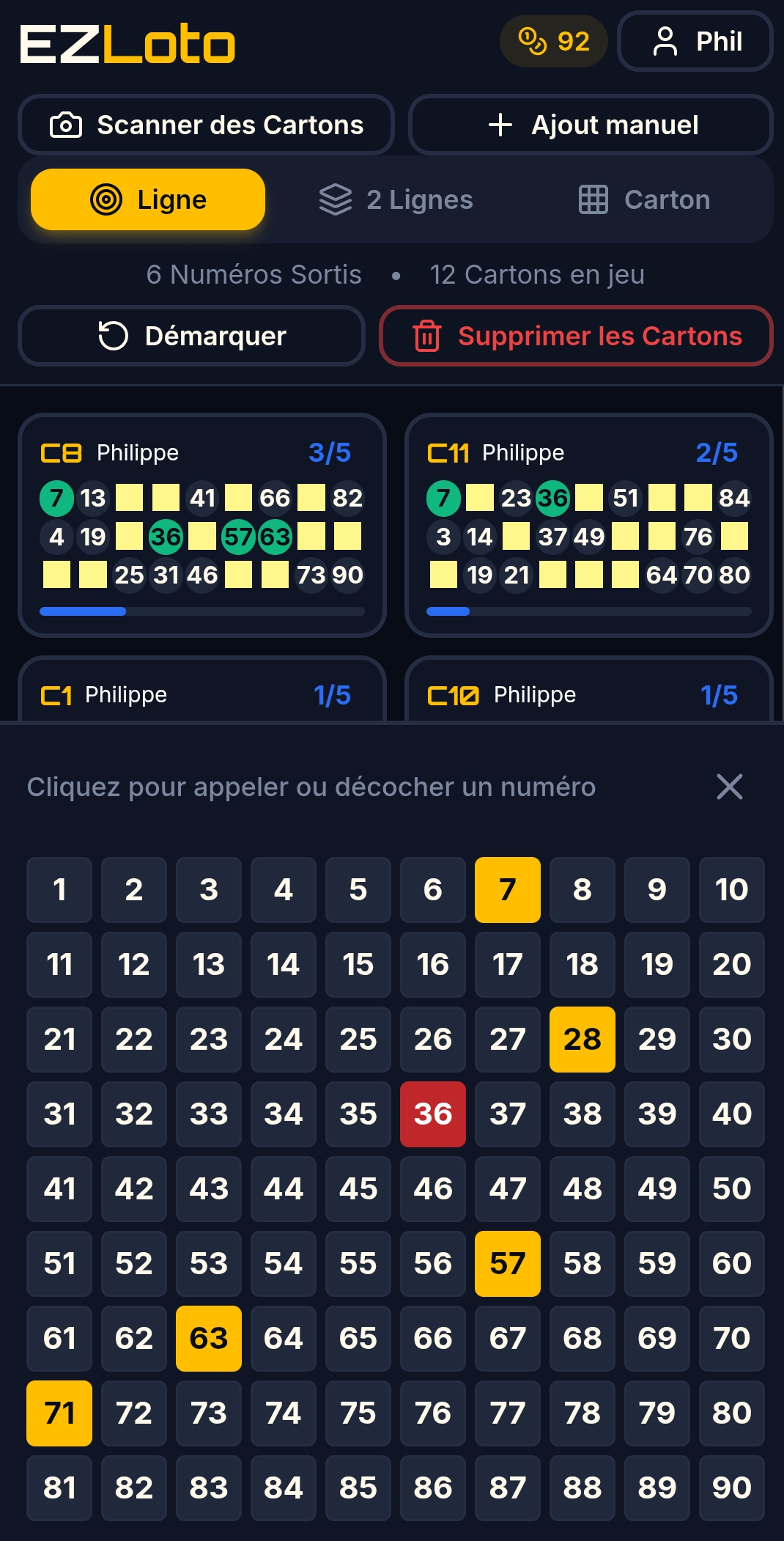 Rack des 90 numéros EZLoto