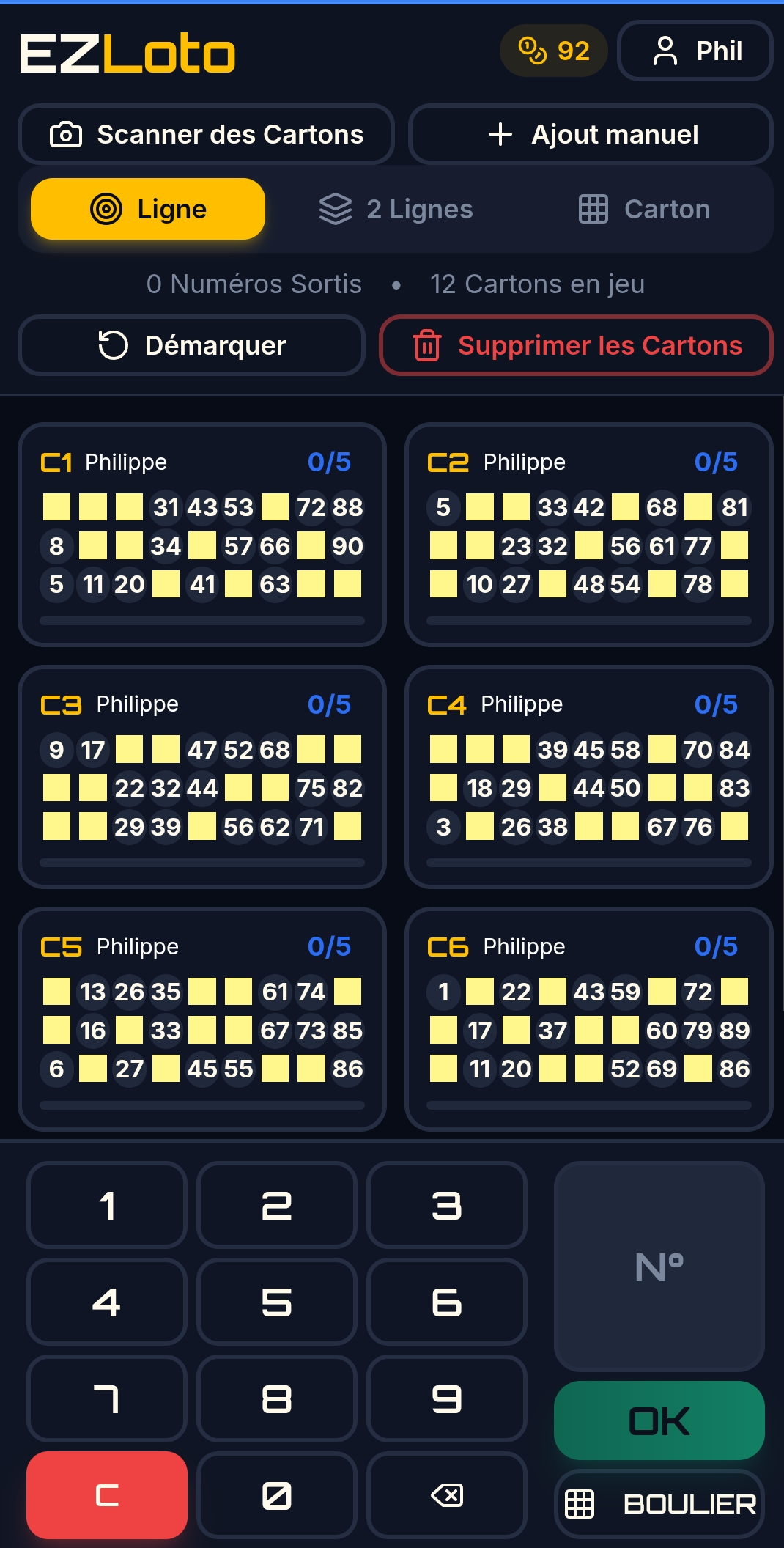 Cartons prêts à jouer