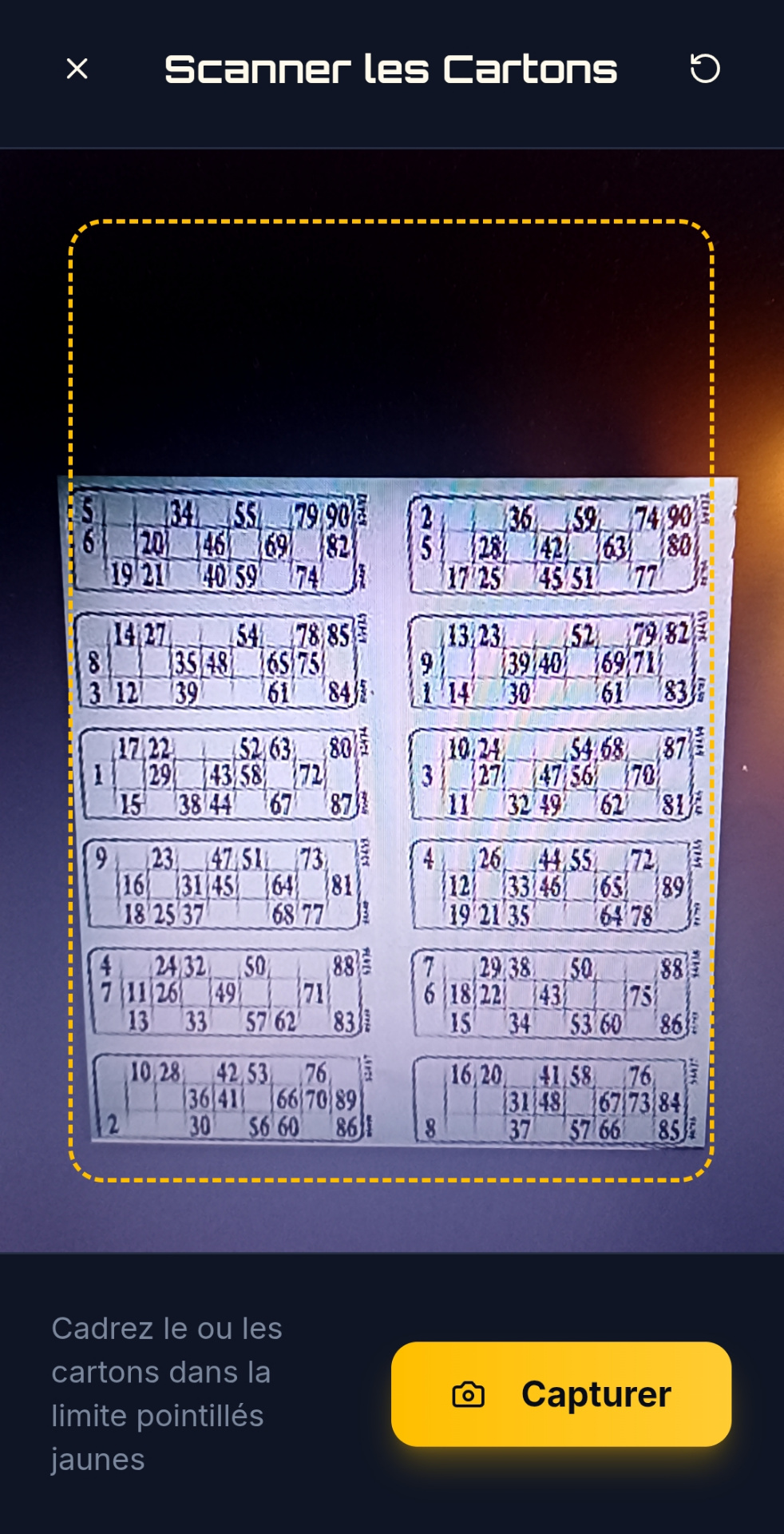 Scan de plaques de loto